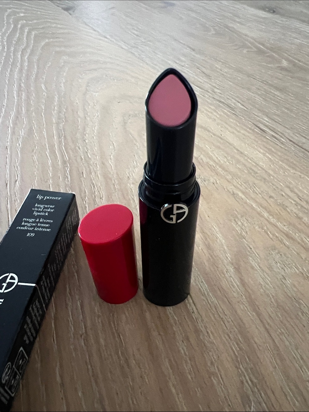 Giorgio Armani Lip Power Lipstick — Muted Rose Pink